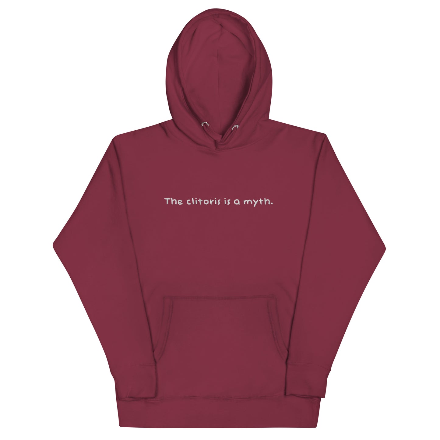 (01-B) The clitoris is a myth. - Premium Embroidered Hoodie